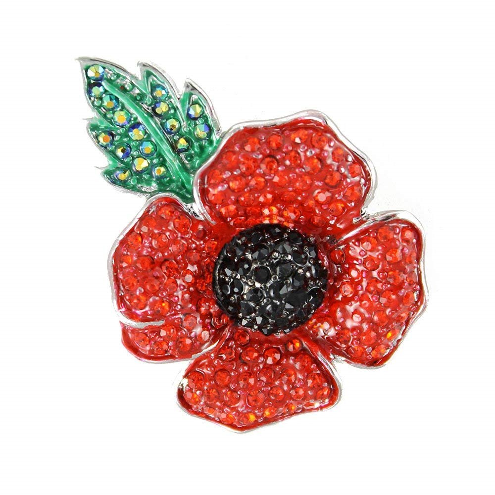 Large Four Petal Crystal Poppy Brooch | Gifts Direct 2 U