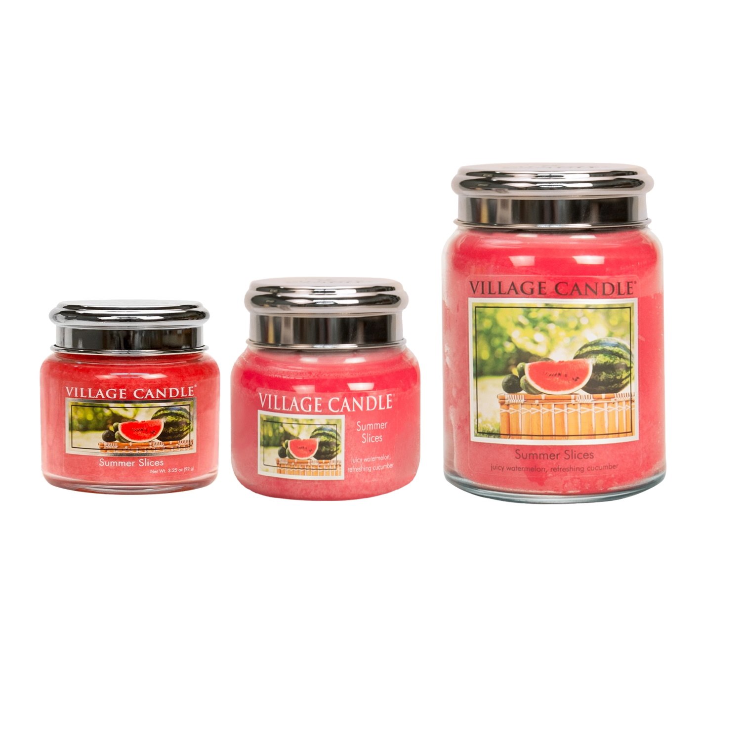 Village Candle Summer Slices Watermelon Scent 2 Wick Size Medium ~NEW~
